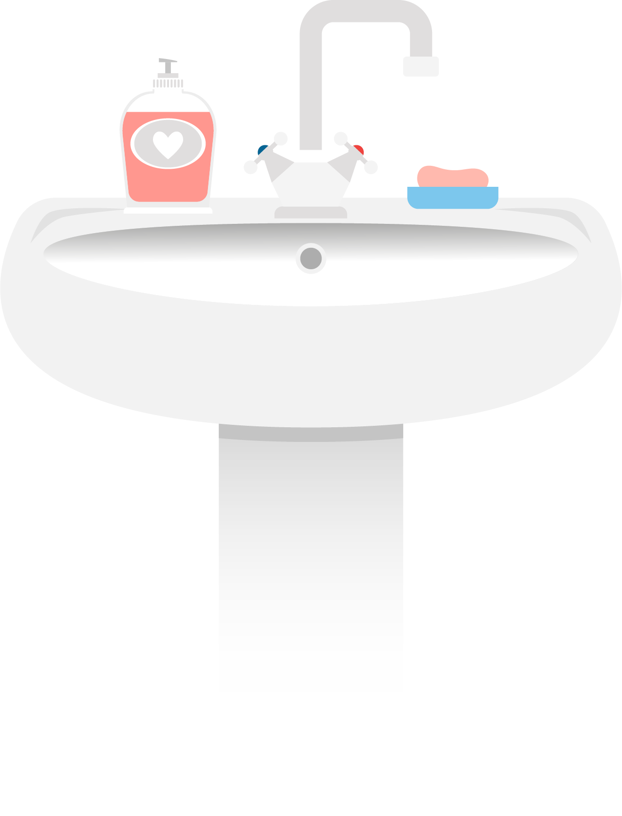 A cartoon drawing of a black sink