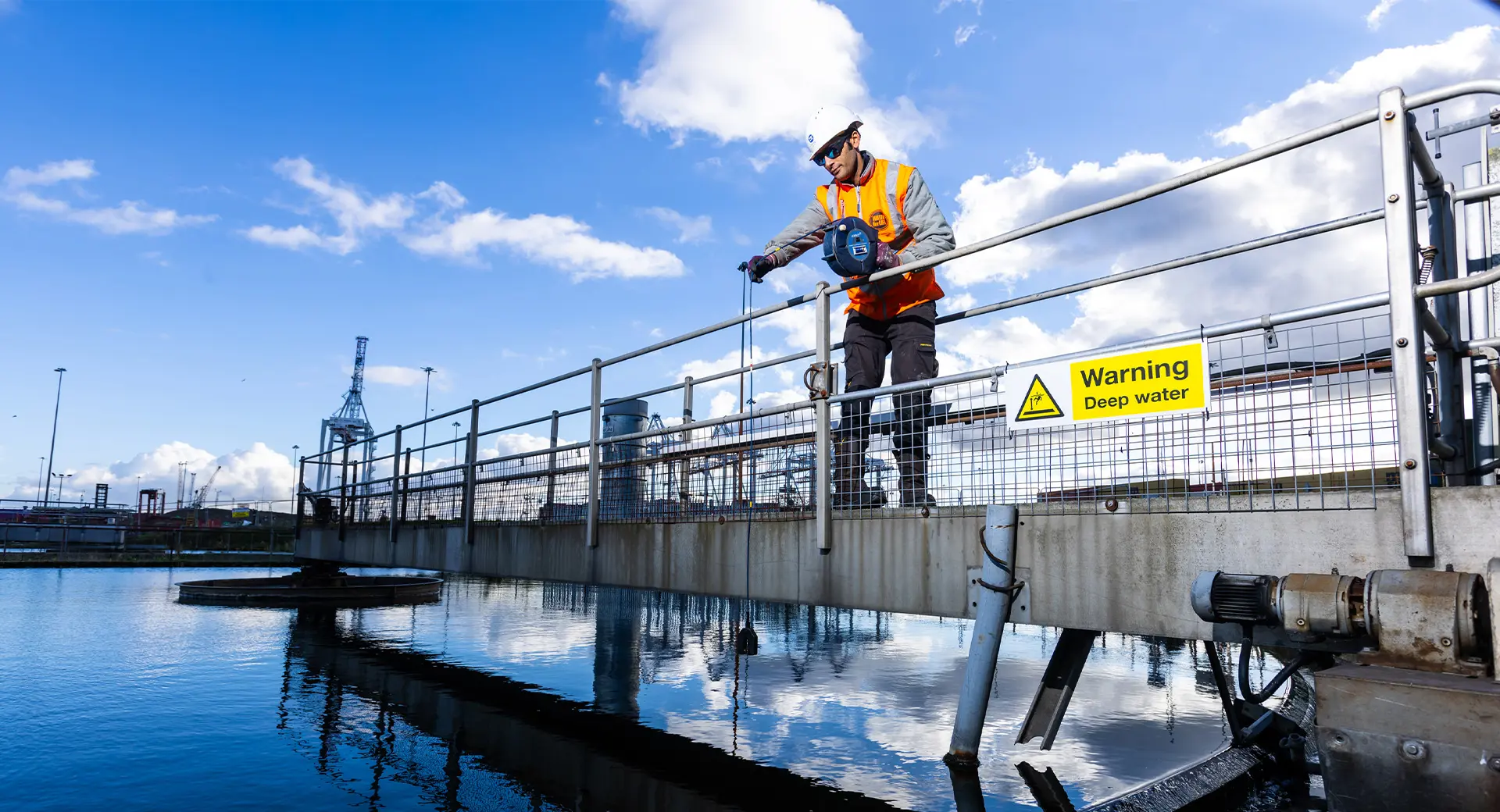 Southern Water worker carrying out water tests